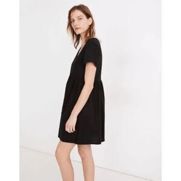 Madewell Alexandra Black Linen Blend Button Front Mini Dress Pockets XS - Picture 2 of 7